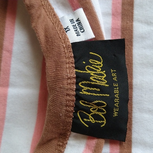 BOB MACKIE WOMEN'S PLUS SIZE 1X WHITE STRIPED TOP SHIRT FLORAL EMBROIDERY NWOT. - Picture 6 of 8